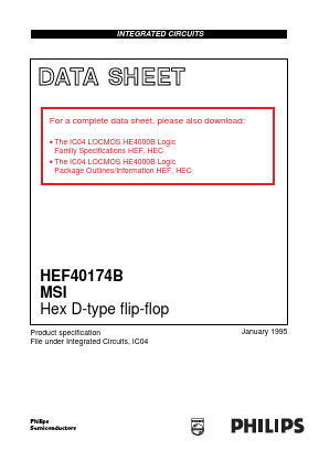 HEF40174BU Datasheet PDF Philips Electronics