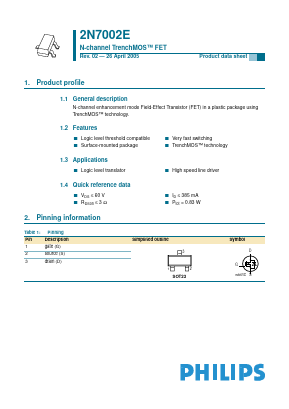 2N7002E Datasheet PDF Philips Electronics
