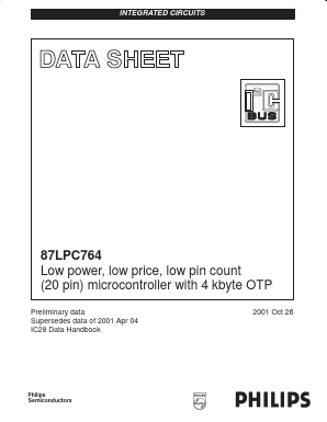 P87LPC764BDH Datasheet PDF Philips Electronics