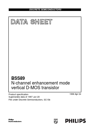 BSS89 Datasheet PDF Philips Electronics