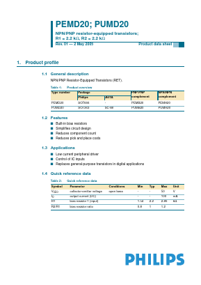 PEMD20 Datasheet PDF Philips Electronics