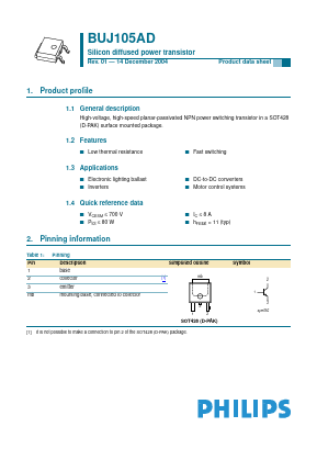 BUJ105AD Datasheet PDF Philips Electronics
