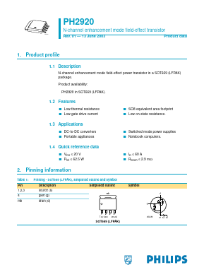PH2920 Datasheet PDF Philips Electronics