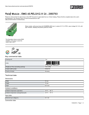 EMG45-K2-W24 Datasheet PDF Phoenix Contact