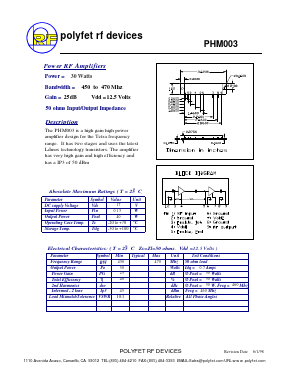 PHM003 Datasheet PDF Polyfet RF Devices
