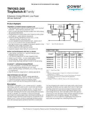 TNY263 Datasheet PDF Power Integrations, Inc