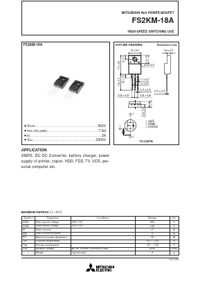 FS2KM-18A Datasheet PDF Powerex