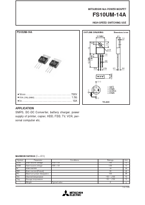 FS10UM-14A Datasheet PDF Powerex