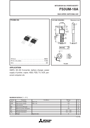 FS3UM-18A Datasheet PDF Powerex