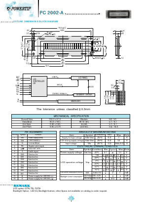 PC2002-A Datasheet PDF Powertip Technology