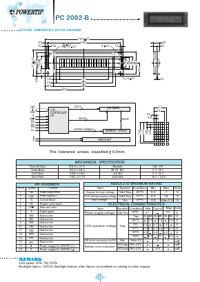 PC2002-B Datasheet PDF Powertip Technology