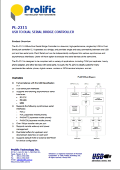 PL-2313 Datasheet PDF Prolific