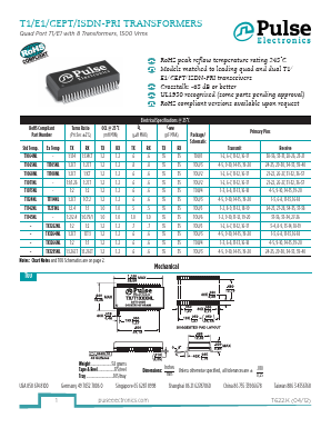 T1124NL Datasheet PDF Pulse Electronics