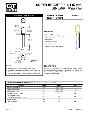 MV874X Datasheet PDF QT Optoelectronics => Fairchildsemi