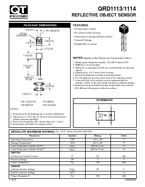 QRD1114 Datasheet PDF QT Optoelectronics => Fairchildsemi