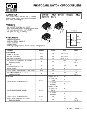 H11B1S Datasheet PDF QT Optoelectronics => Fairchildsemi