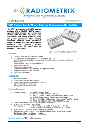LMR1-151-5 Datasheet PDF Radiometrix Ltd