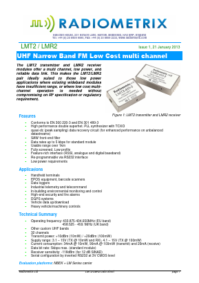 LMR2-458-5-12K5 Datasheet PDF Radiometrix Ltd