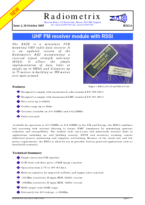 RX2A-433 Datasheet PDF Radiometrix Ltd