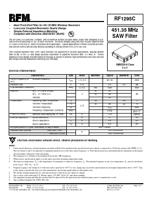 RF1295C Datasheet PDF RF Monolithics, Inc