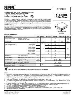 RF3181E Datasheet PDF RF Monolithics, Inc