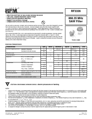 RF3336 Datasheet PDF RF Monolithics, Inc
