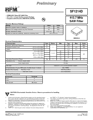SF1214D Datasheet PDF RF Monolithics, Inc