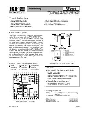 RF6001PCBA Datasheet PDF RF Micro Devices