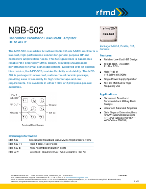 NBB-502 Datasheet PDF RF Micro Devices
