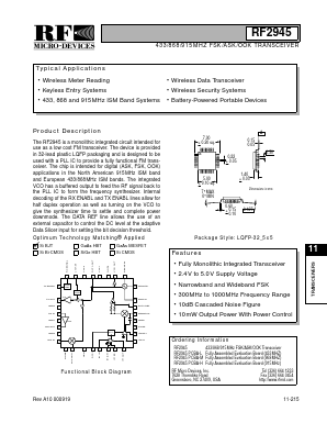 RF2945 Datasheet PDF RF Micro Devices