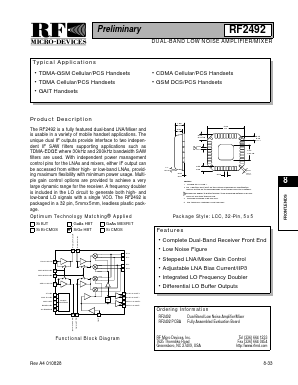 RF2492PCBA Datasheet PDF RF Micro Devices