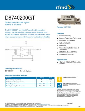 D8740200GT Datasheet PDF RF Micro Devices