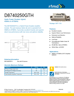 D8740250GTH Datasheet PDF RF Micro Devices