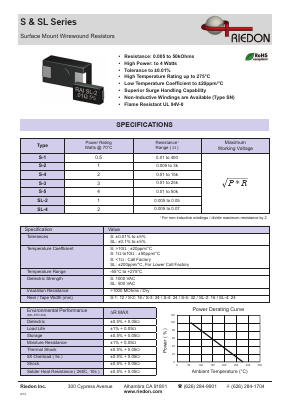 SL-4 Datasheet PDF Riedon Powertron