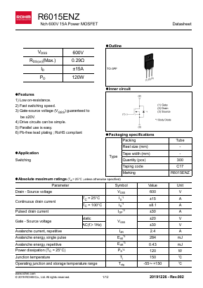 R6015ENZ Datasheet PDF ROHM Semiconductor