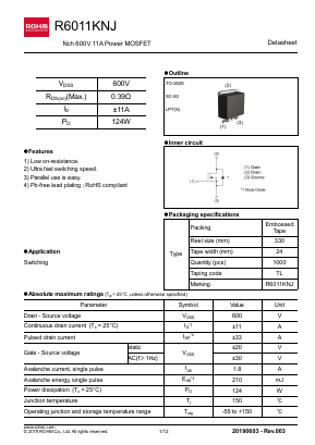 R6011KNJ Datasheet PDF ROHM Semiconductor