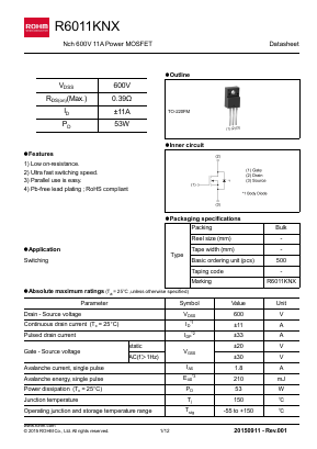 R6011KNX Datasheet PDF ROHM Semiconductor
