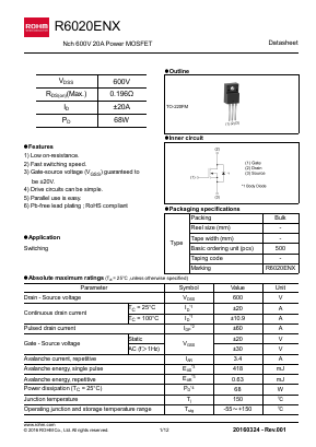 R6020ENX Datasheet PDF ROHM Semiconductor