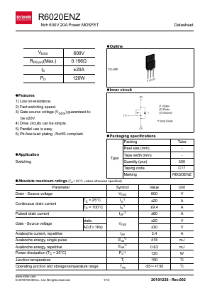 R6020ENZ Datasheet PDF ROHM Semiconductor