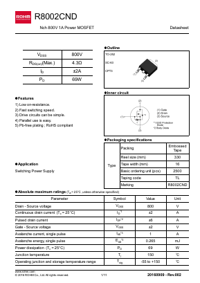 R8002CND Datasheet PDF ROHM Semiconductor
