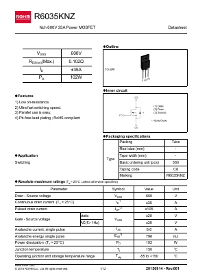 R6035KNZ Datasheet PDF ROHM Semiconductor