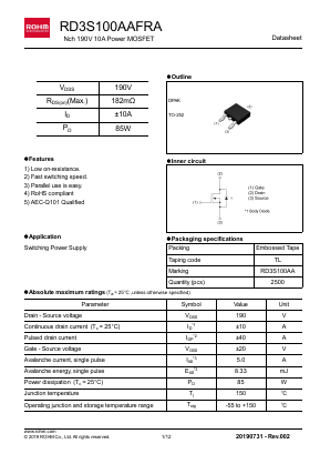 RD3S100AAFRA Datasheet PDF ROHM Semiconductor
