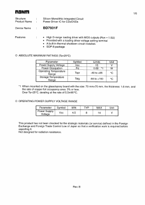 BD7931F Datasheet PDF ROHM Semiconductor