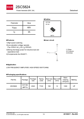 2SC5824 Datasheet PDF ROHM Semiconductor