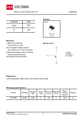 2SC5866 Datasheet PDF ROHM Semiconductor