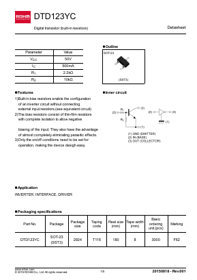 DTD123YC Datasheet PDF ROHM Semiconductor