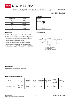 DTC114EEFRA Datasheet PDF ROHM Semiconductor