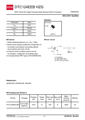 DTC124EEBHZG Datasheet PDF ROHM Semiconductor