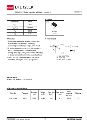 DTD123EK Datasheet PDF ROHM Semiconductor