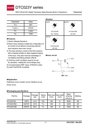 DTC023Y Datasheet PDF ROHM Semiconductor